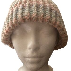 Handmade pastel chunky knit beanie hat for adults winter wear
